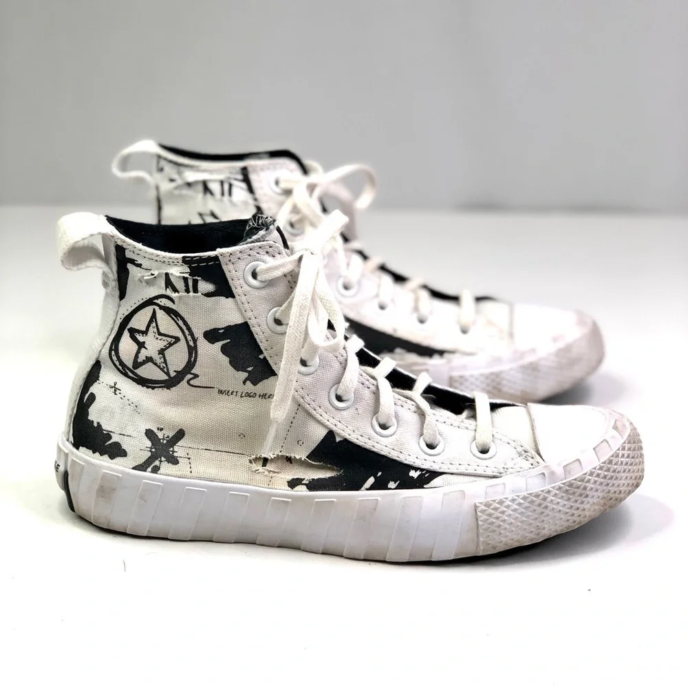 Converse Unt1Tl3D Hi Script Print Black high top sneakers 6